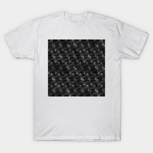 Diagonal Triangles in Black and Silver Vintage Faux Foil Art Deco Vintage Foil Pattern T-Shirt by podartist